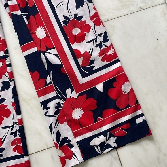 New York and Co red white and blue wide leg tie waist resort wear pants size 6 - Picture 2 of 5